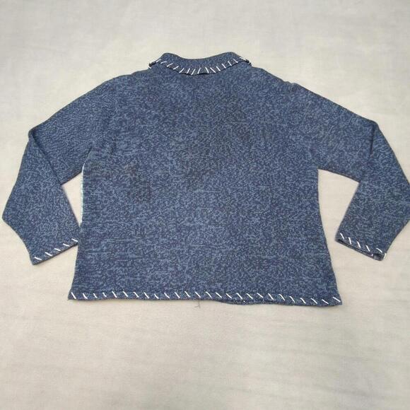 Tiara International Blue Poinsetta Christmas Sweater Vintage Y2K Embroidered - Picture 9 of 9